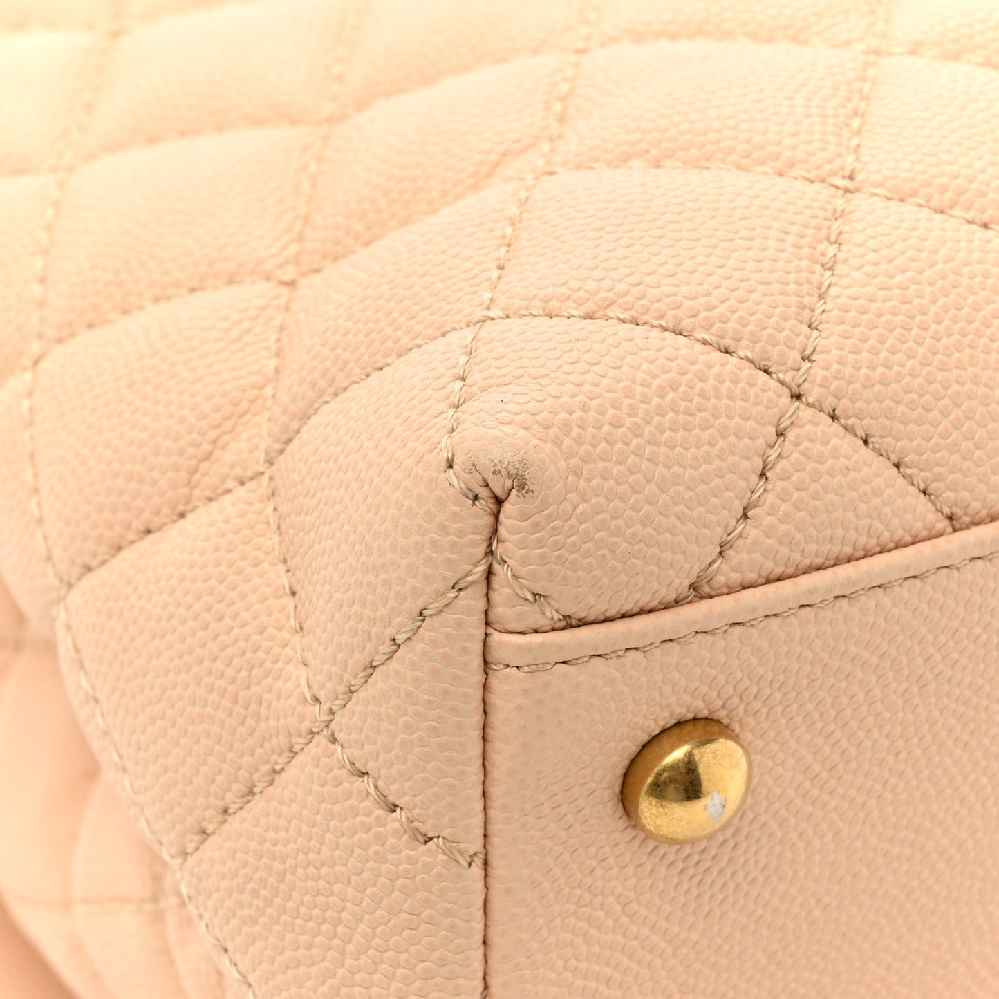 Caviar Quilted Medium Coco Handle Flap Light Beige