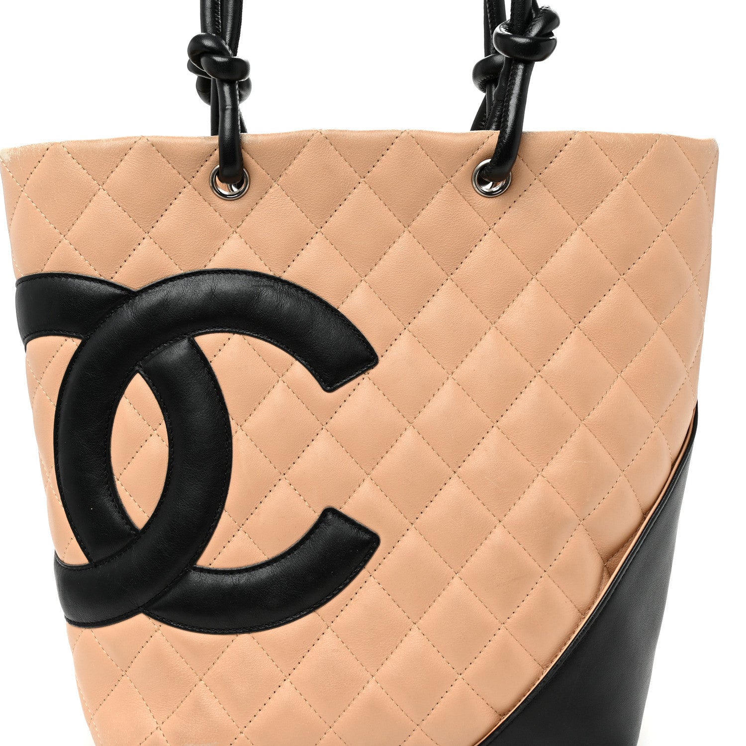 Chanel Calfskin Quilted Medium Cambon Tote Beige Black 8 of 13