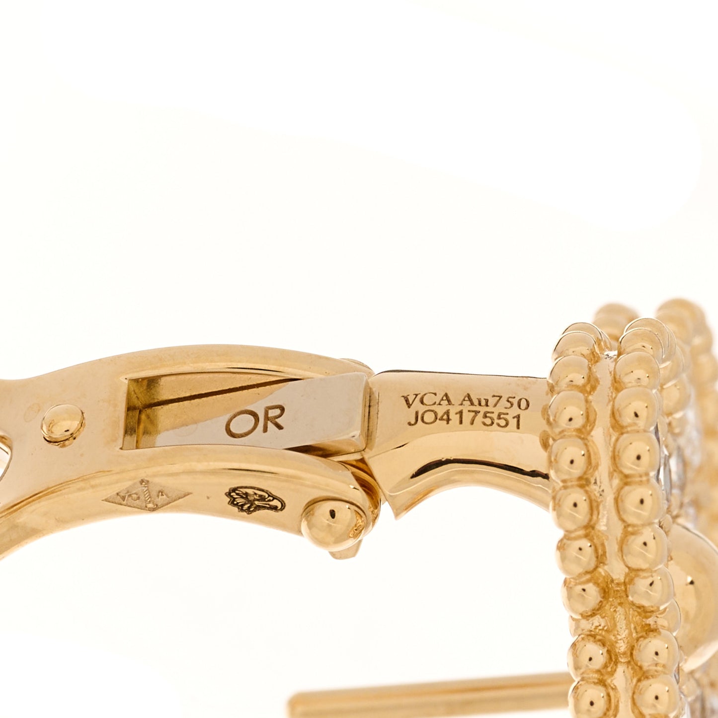 18K Yellow Gold Diamond Vintage Alhambra Earrings