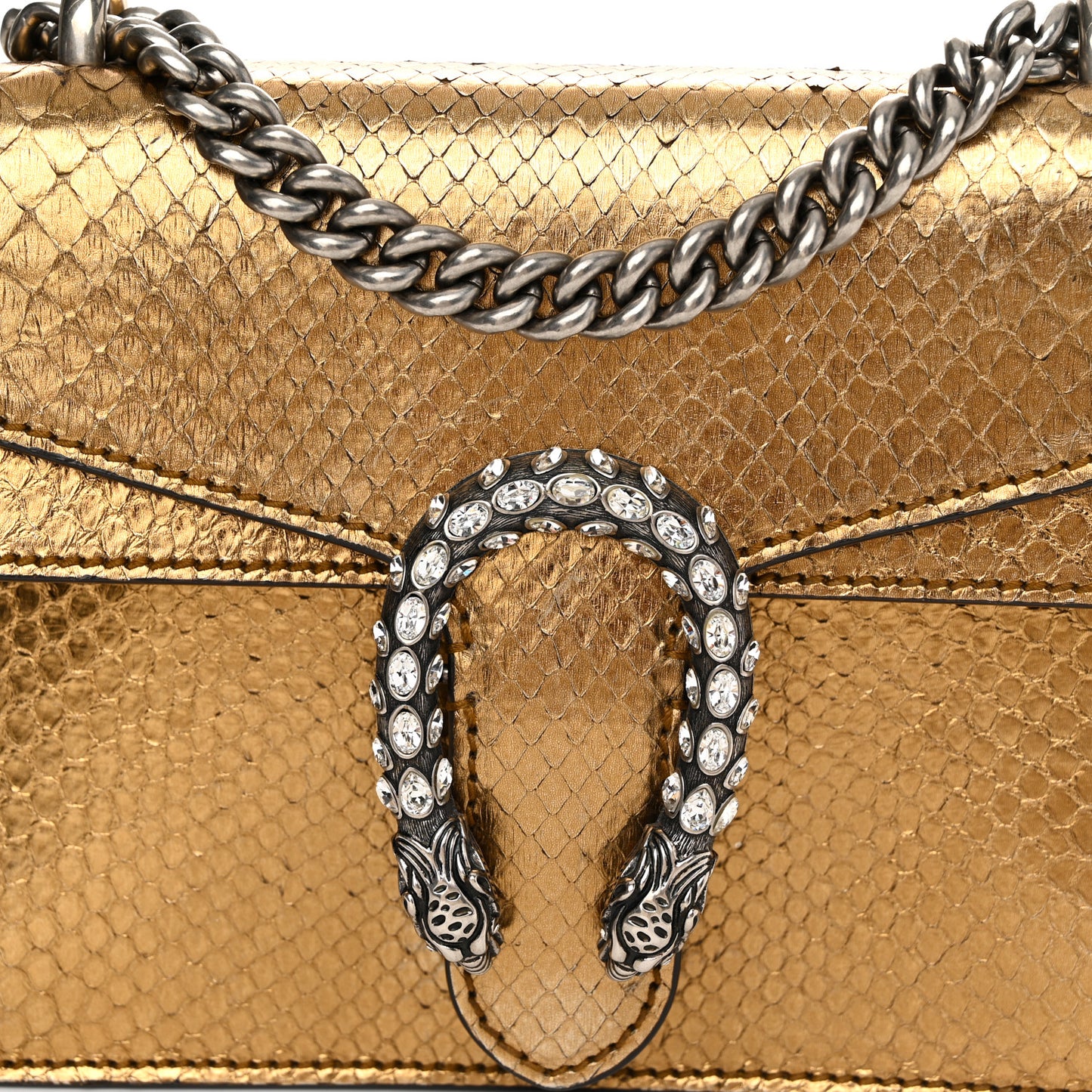 Snakeskin Mini Dionysus Shoulder Bag Gold