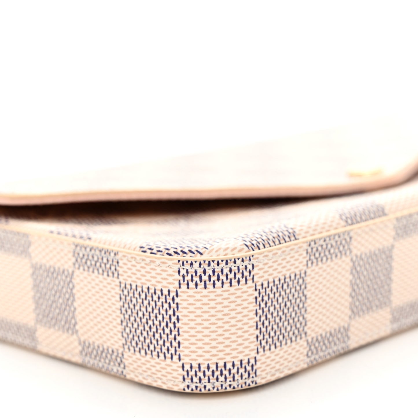 Damier Azur Pochette Felicie Chain Wallet Rose Ballerine
