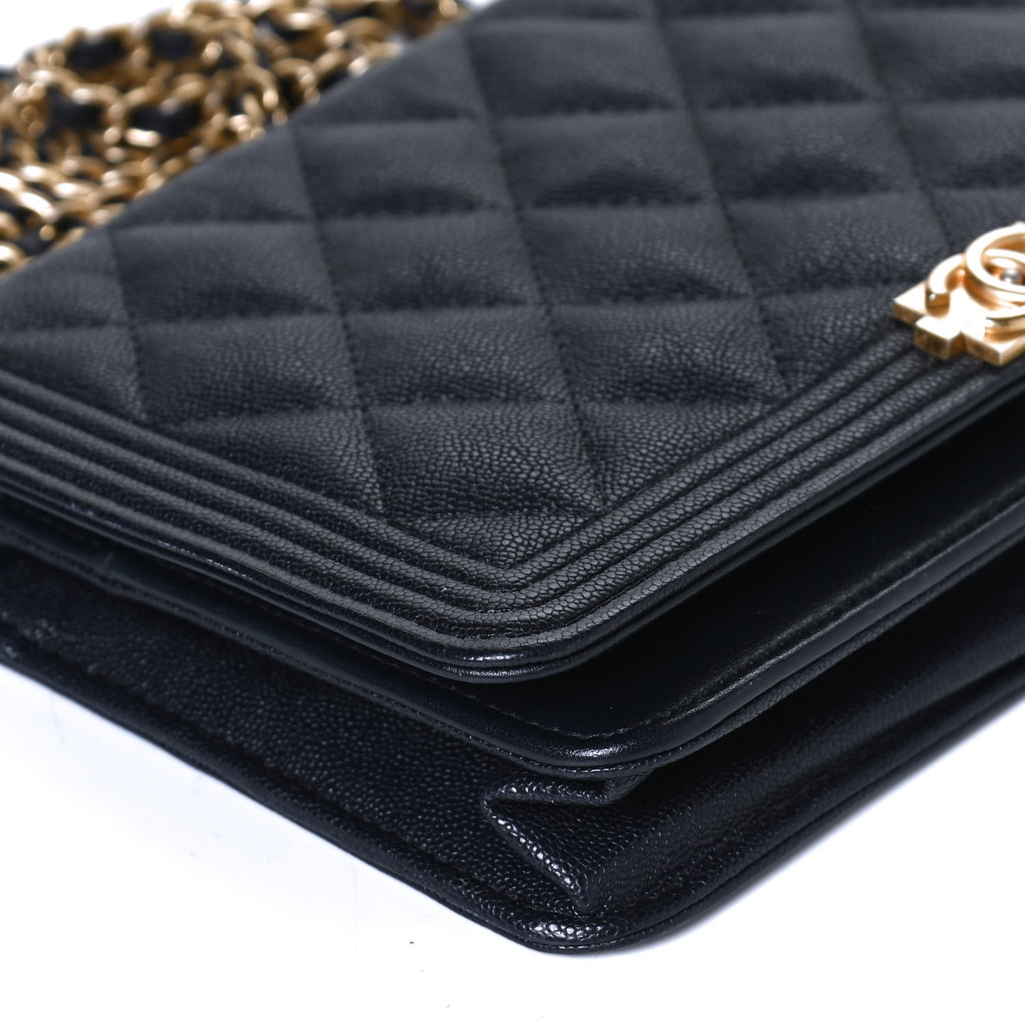 Caviar Quilted Boy Wallet On Chain WOC Navy