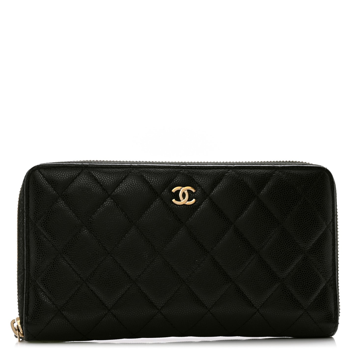 Caviar Quilted Large Zip Around Organizer Wallet Black