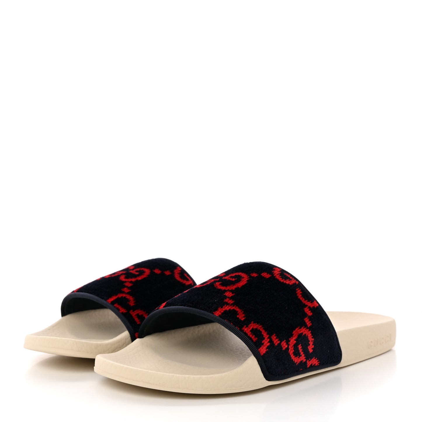 Terry Cloth GG Monogram Slide Sandals 40 Blue Red
