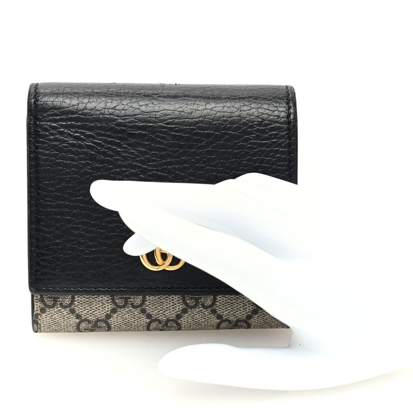 Dollar Calfskin GG Supreme Monogram Medium GG Marmont Wallet Black Beige Ebony