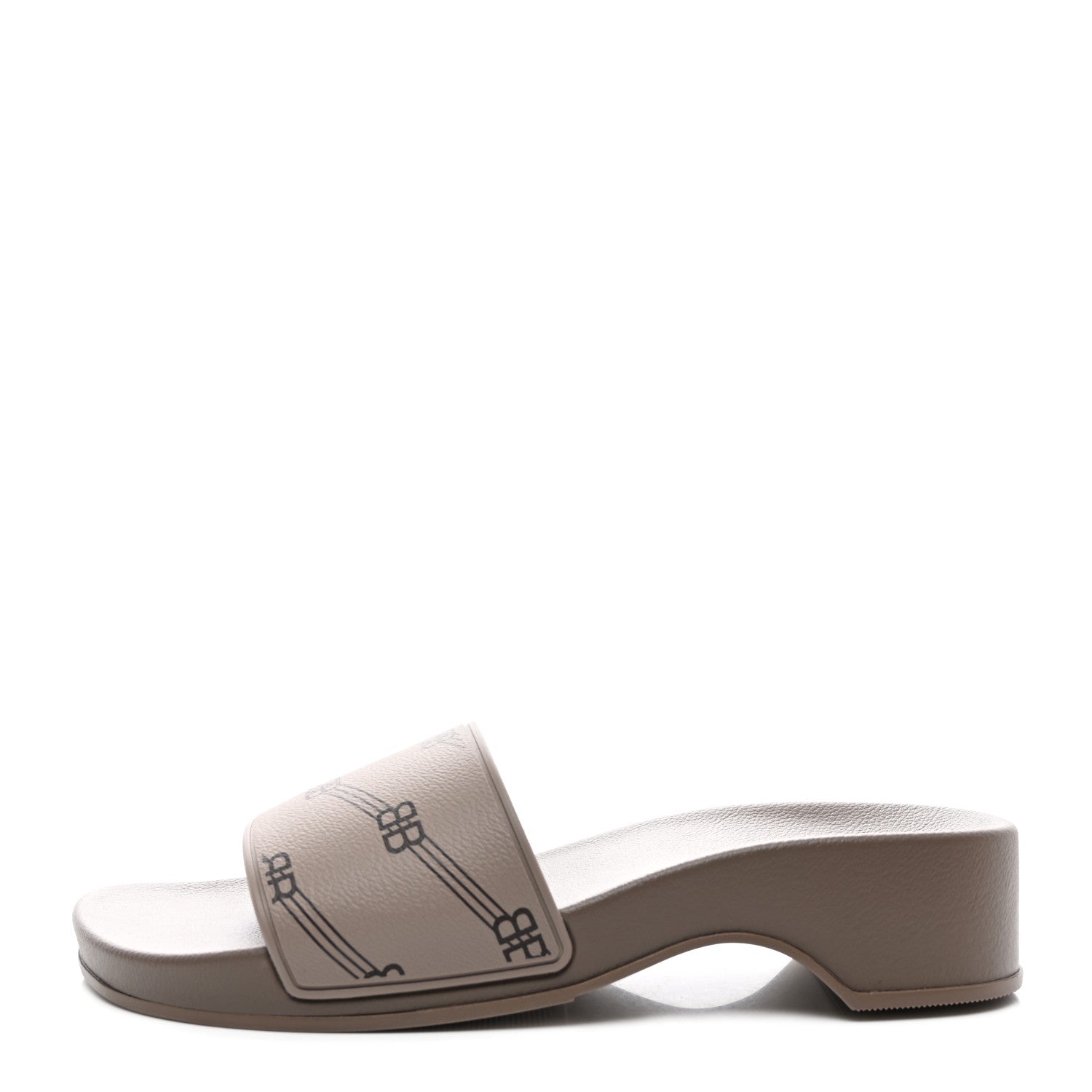 Balenciaga Rubber Allover Logo Womens Pool Wedge Slide Sandals 38 Dark Mink 1 of 8