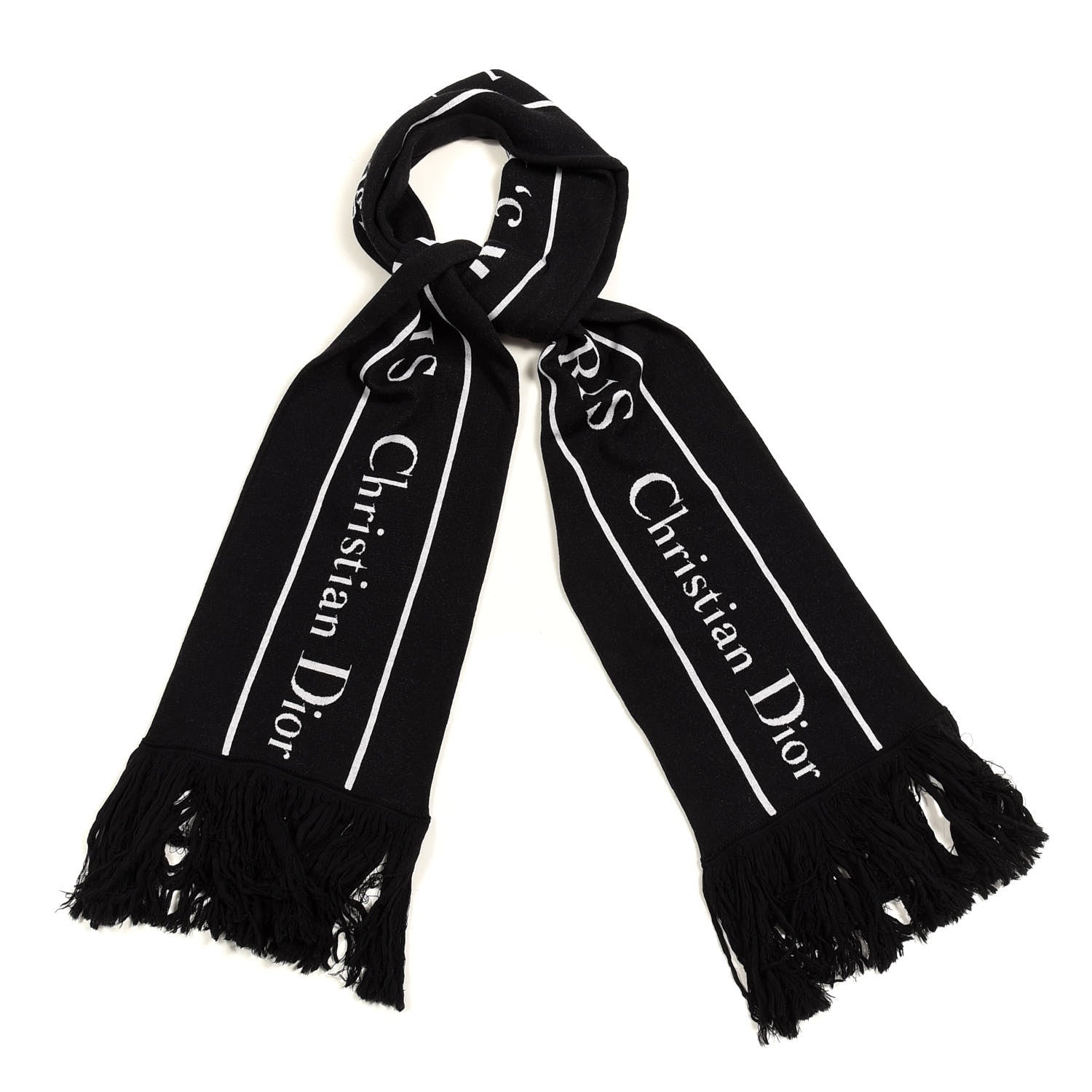 Christian Dior Homme Wool Logo Scarf Black 1 of 3
