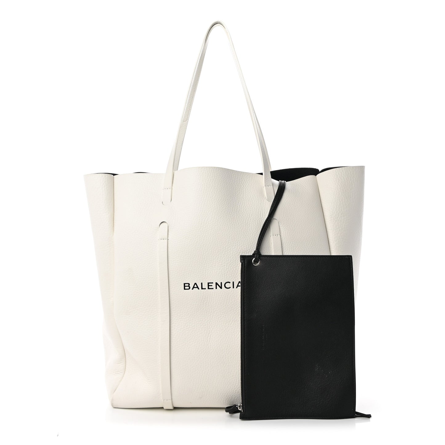 Smooth Calfskin Double Sided Medium Everyday Tote Optic White Black