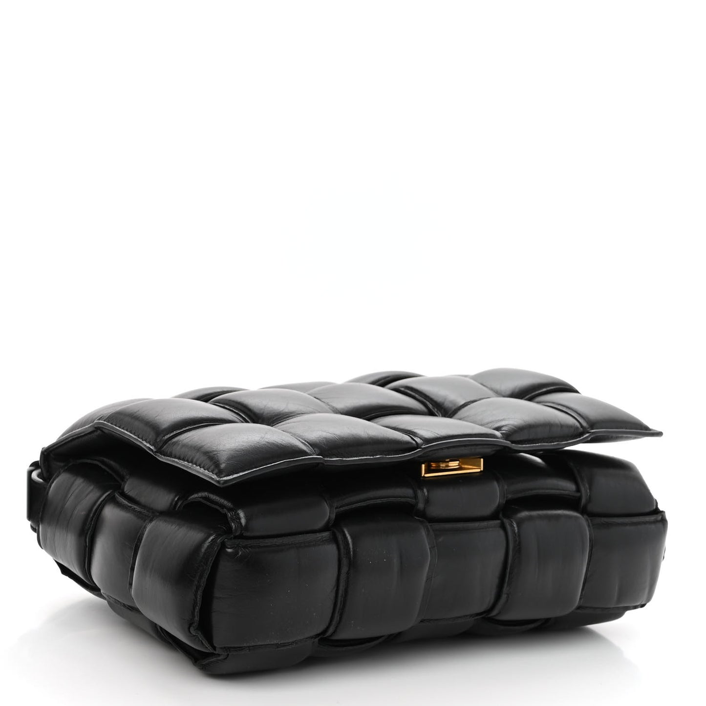 Paper Calfskin Maxi Intreccio Padded Cassette Crossbody Bag Black