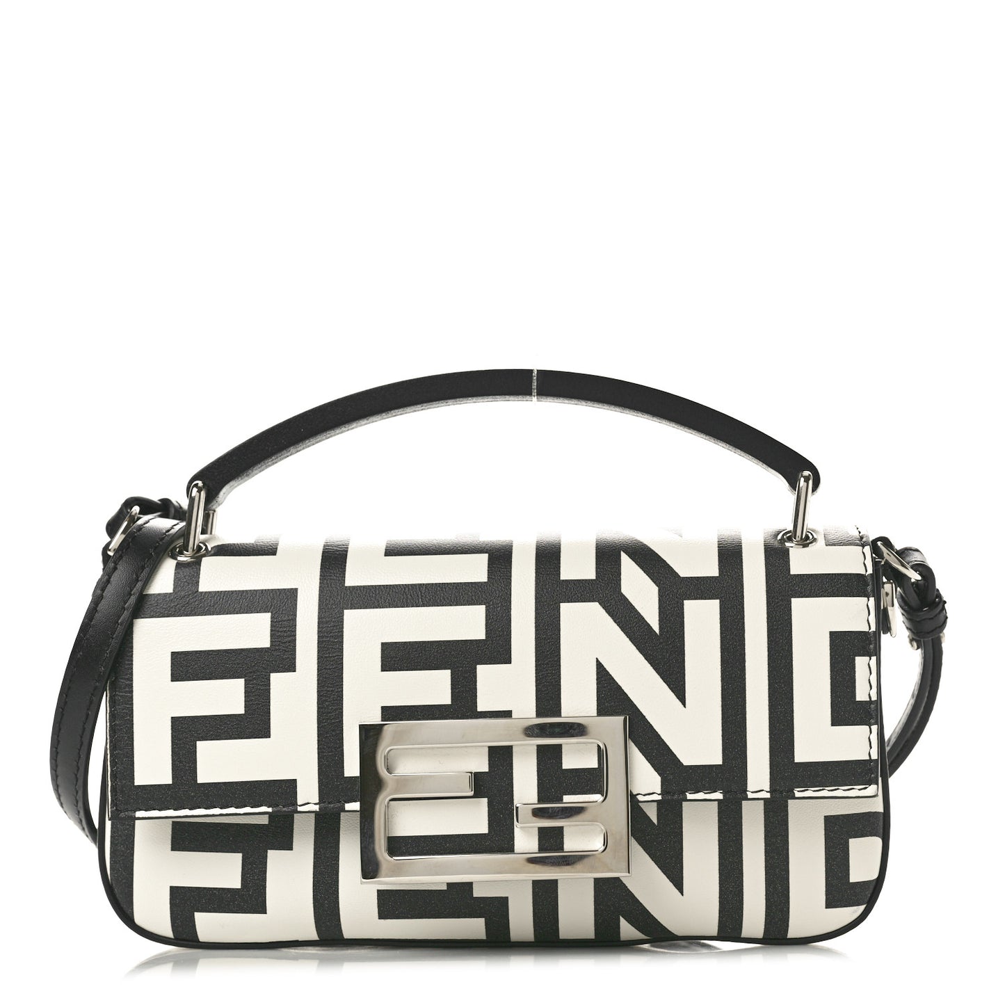 X MARC JACOBS Nappa Vitello King Logo Print Phone Baguette White Black