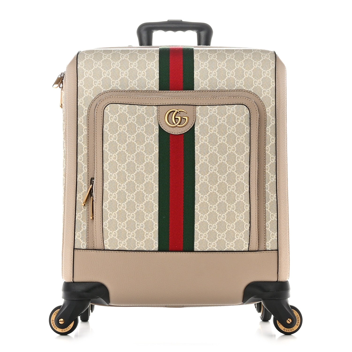 Gucci GG Supreme Monogram Textured Dollar Calfskin Web Small Savoy Cabin Trolley Beige Mystic White Oatmeal 1 of 10