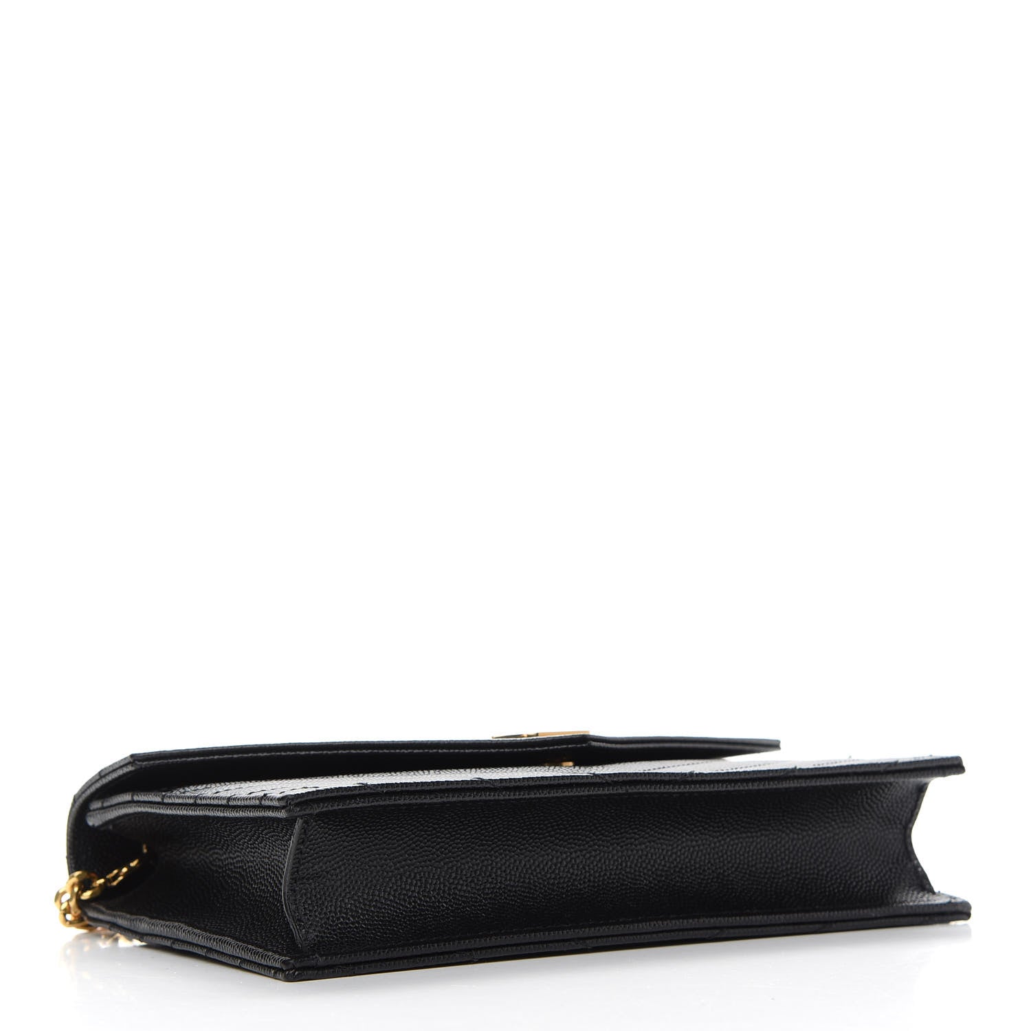 Saint Laurent Grain De Poudre Matelasse Chevron Monogram Envelope Chain Wallet Black 4 of 10