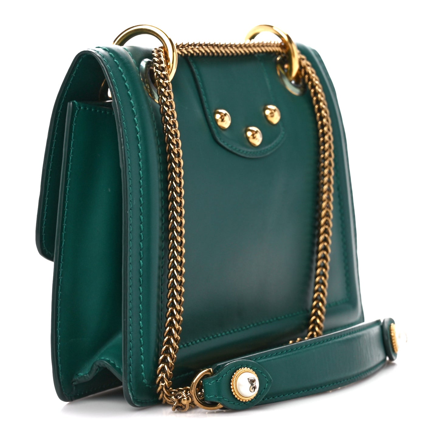 Smooth Calfskin Small DG Amore Envelope Bag Green