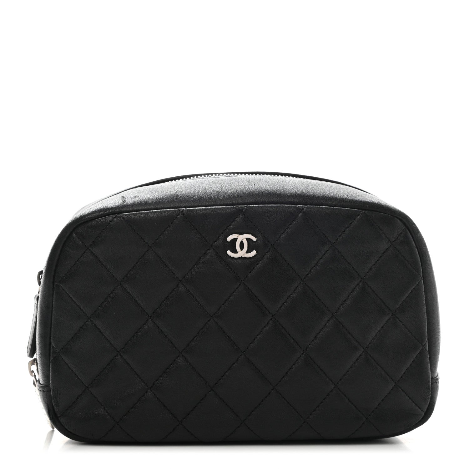 Chanel Lambskin Quilted Medium Curvy Pouch Cosmetic Case Black 1 of 10