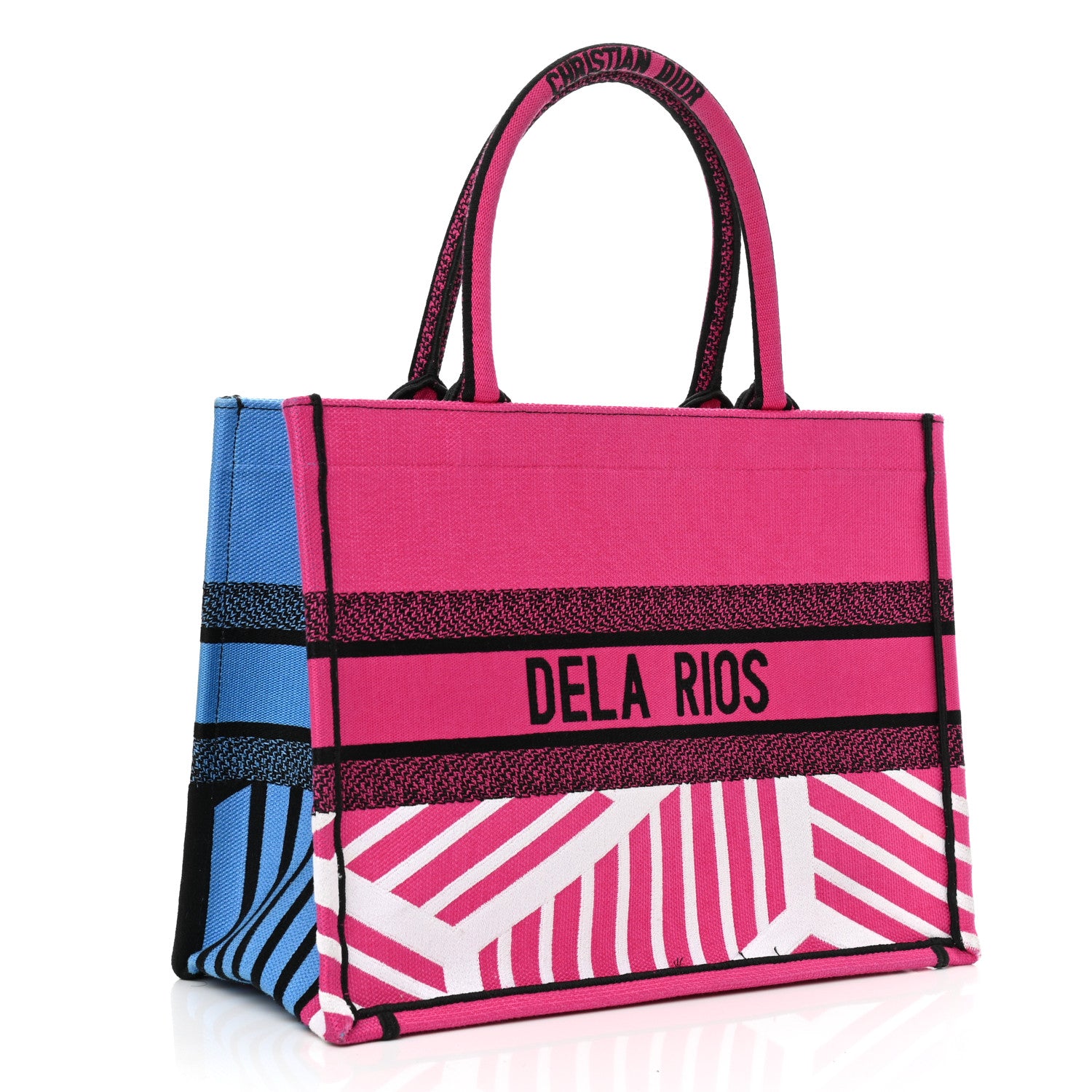 Christian Dior Canvas Embroidered Medium Jungle Pop Book Tote Fuchsia Multicolor 3 of 11
