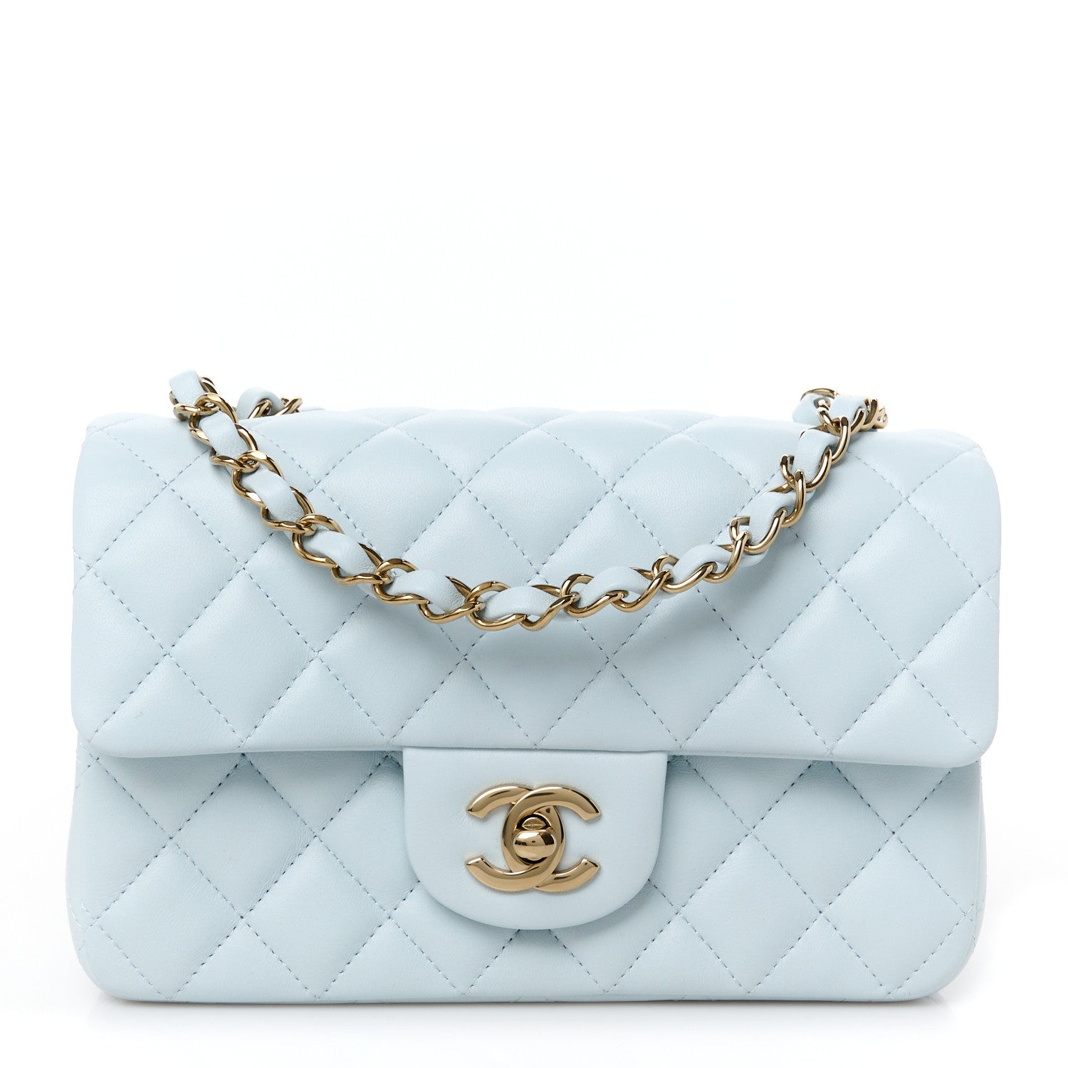 Chanel Lambskin Quilted Mini Rectangular Flap Light Blue 1737291