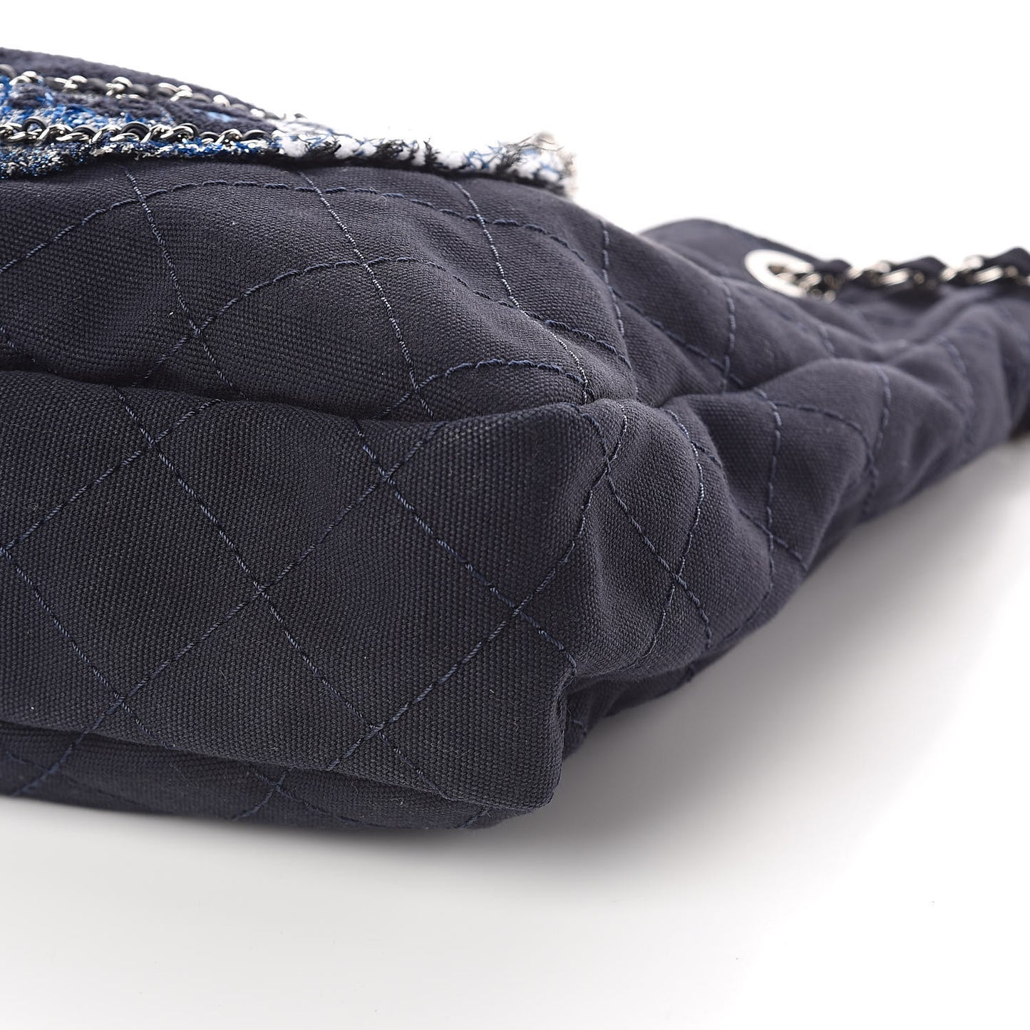 Canvas Quilted La Pausa Large Shopping Tote Navy