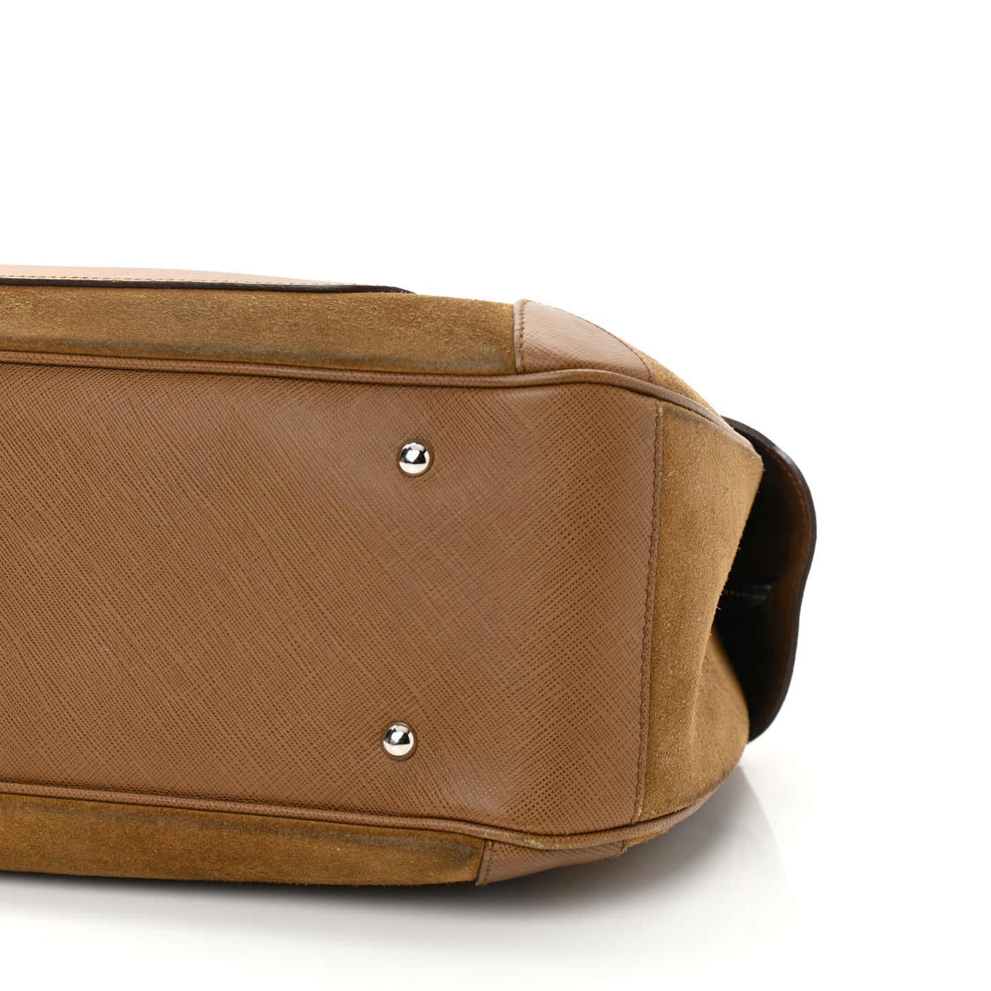 Suede Printed Calfskin Gancini Satchel Brown