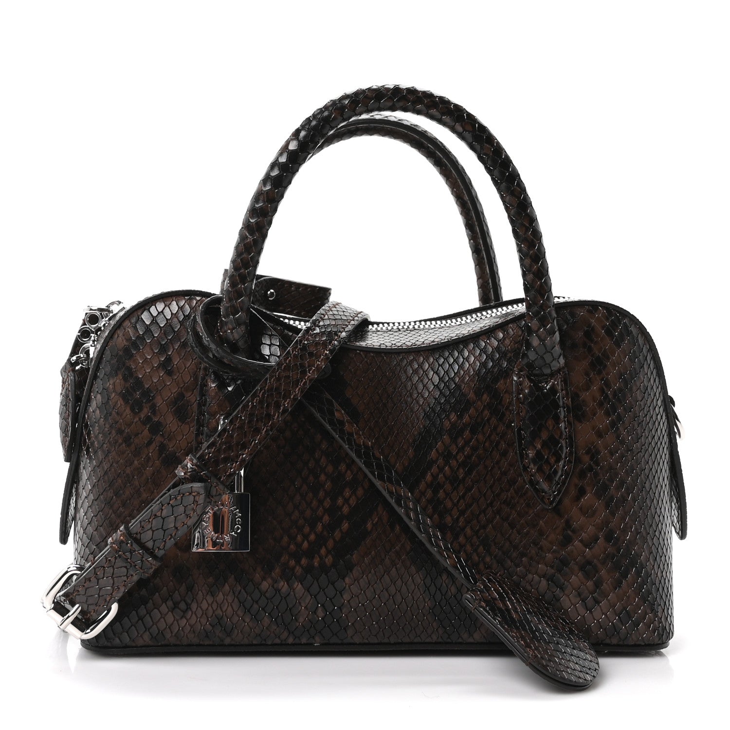 Stella McCartney Faux Snake Print Ryder Crossbody Bag Espresso