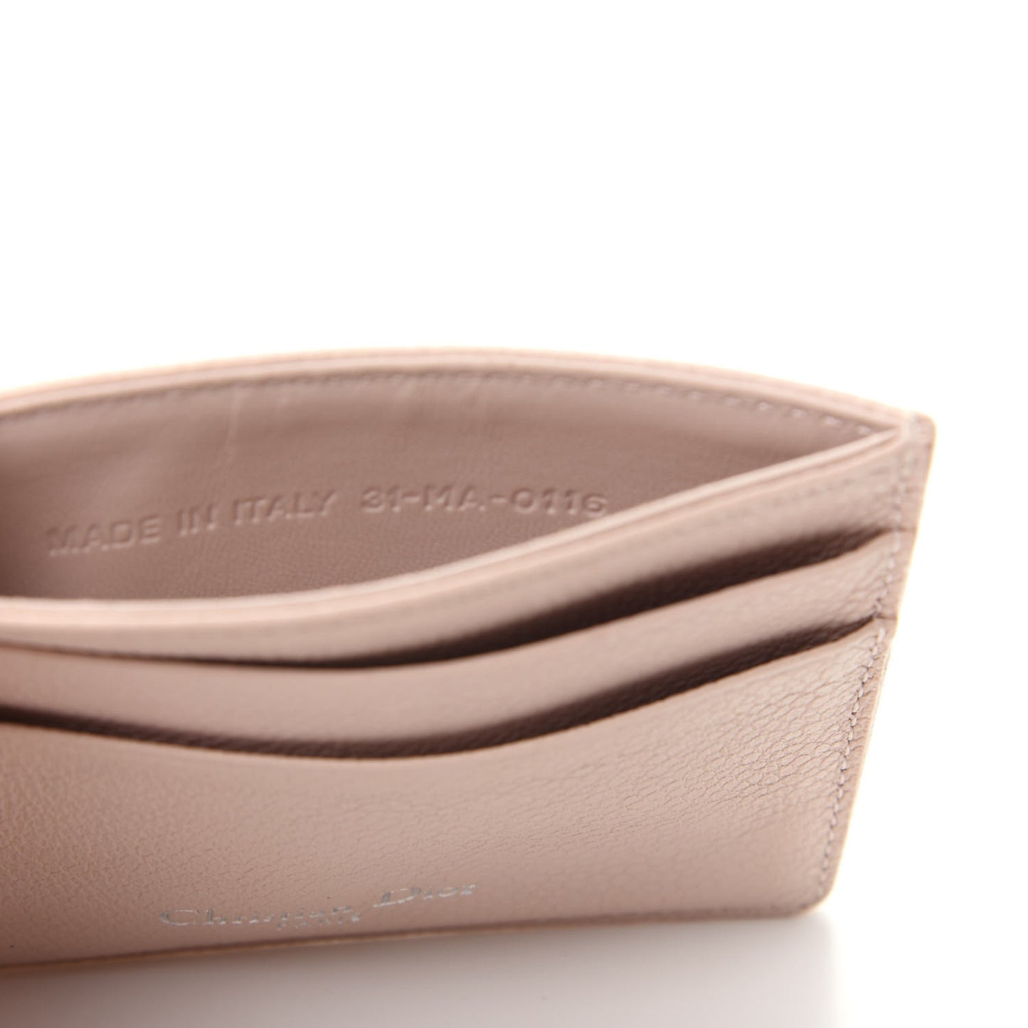 Grained Calfskin Cannage Diorama Card Holder Rose Poudre
