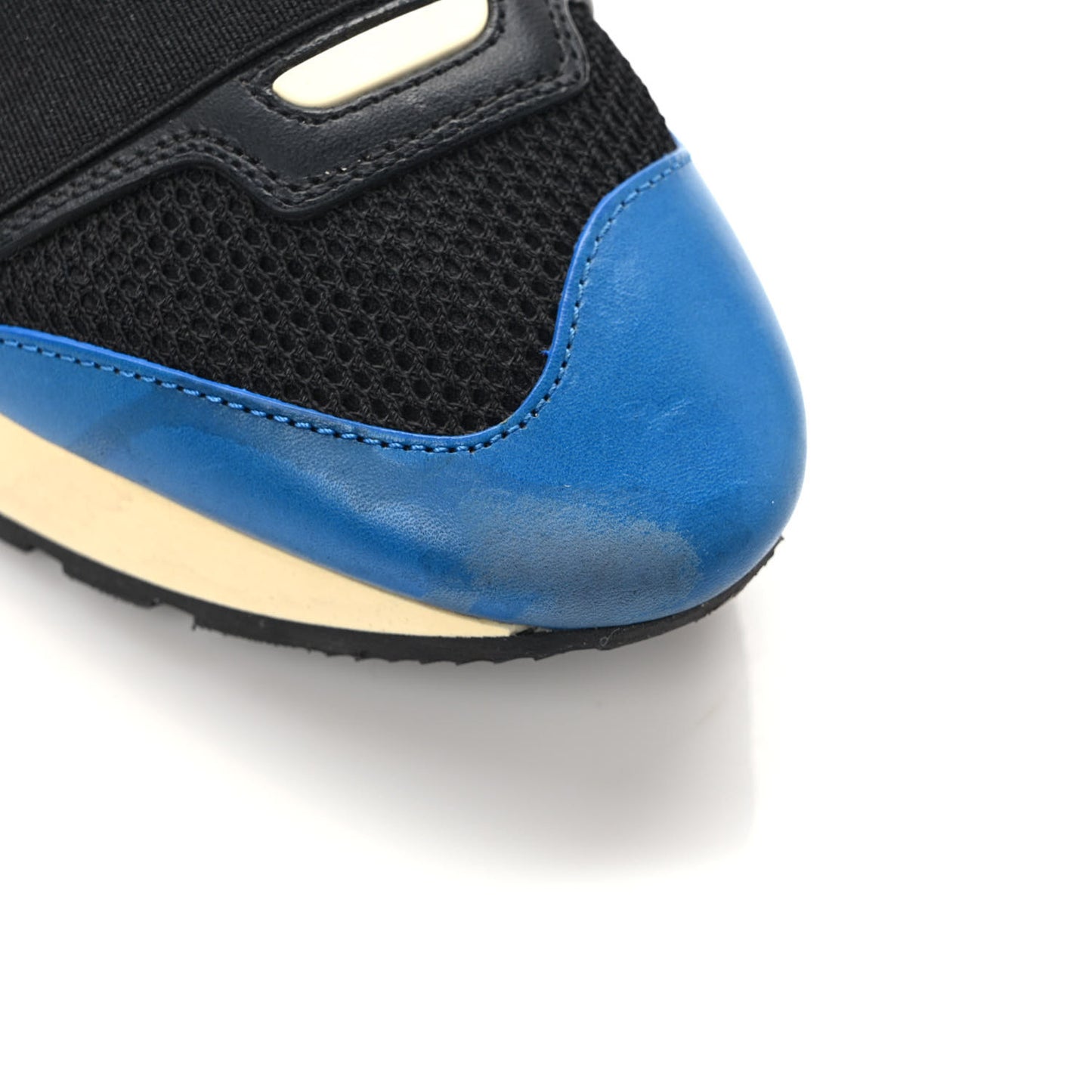 Mesh Neoprene Calfskin Suede Womens Race Runner Sneakers 36 Black Bleu Saphir