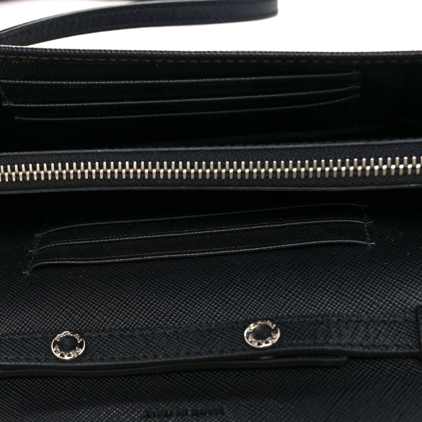 Saffiano Crystal Studded Chain Wallet Black