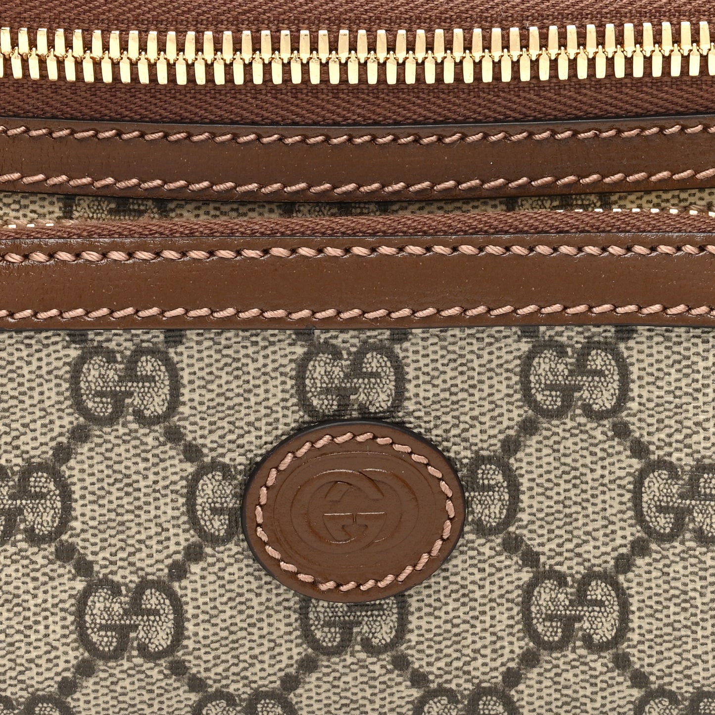 GG Supreme Monogram Textured Calfskin Retro Interlocking G Belt Bag Beige Ebony Brown Sugar