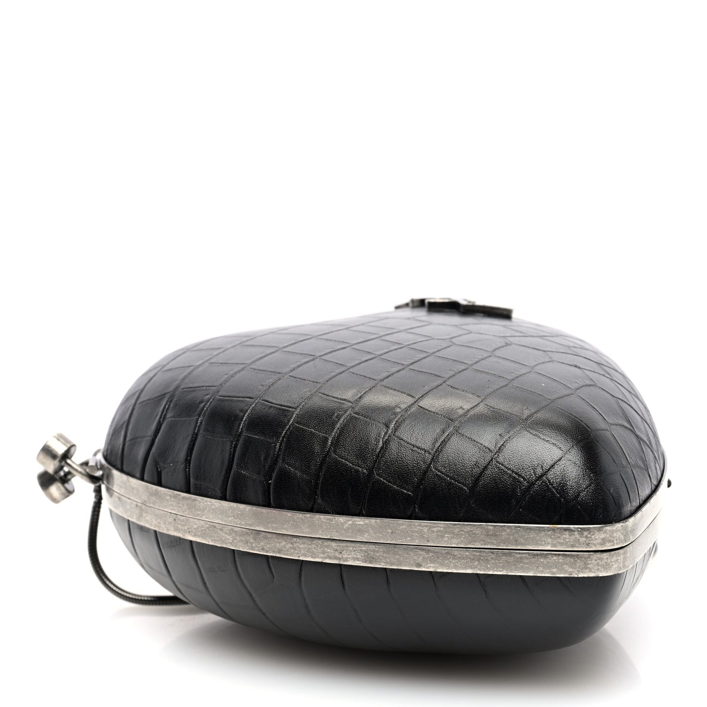 Calfskin Crocodile Embossed Monogram Love Box Bag Black