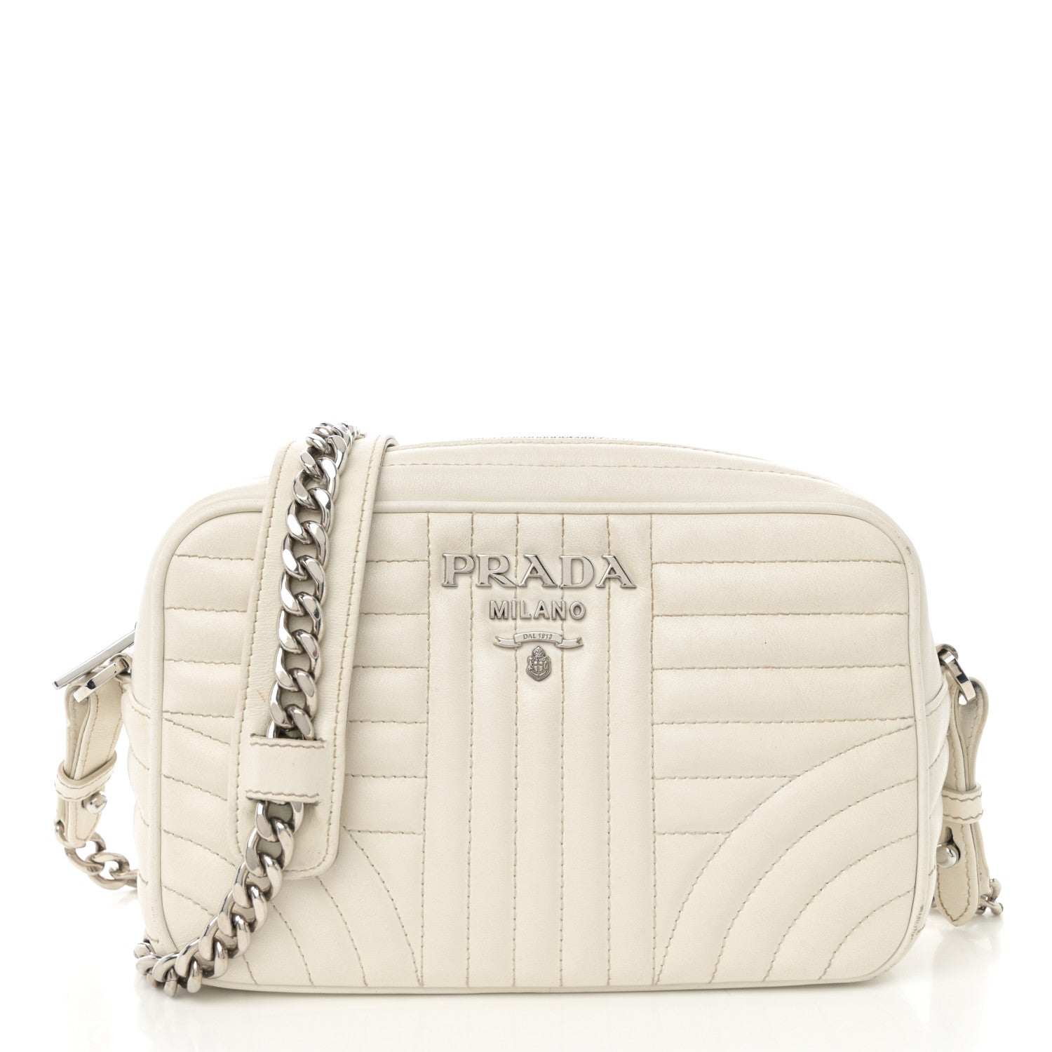 Prada Soft Calfskin Diagramme Camera Bag White 1755100 – FASHIONPHILE