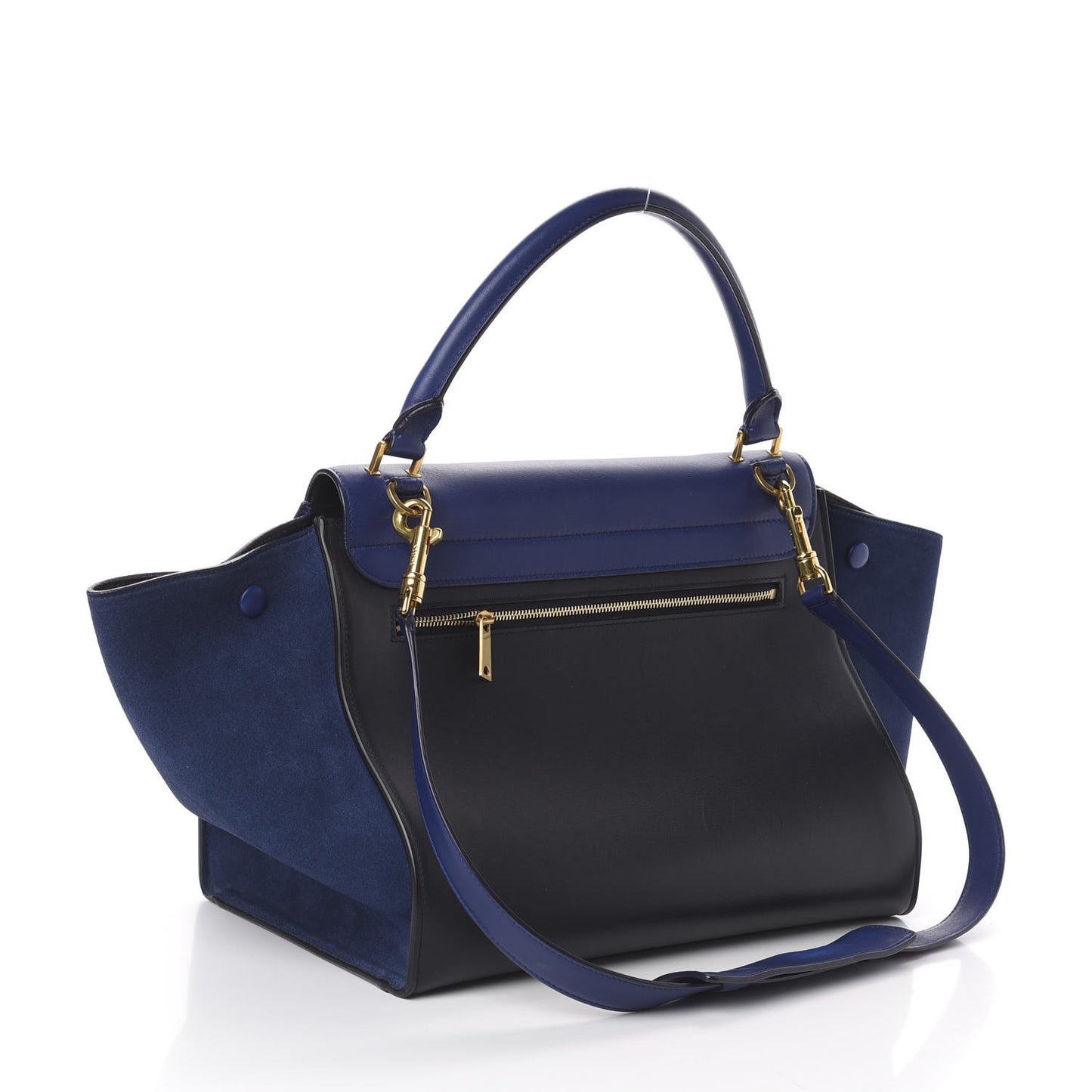 Smooth Calfskin Suede Medium Tri-Color Trapeze Cobalt