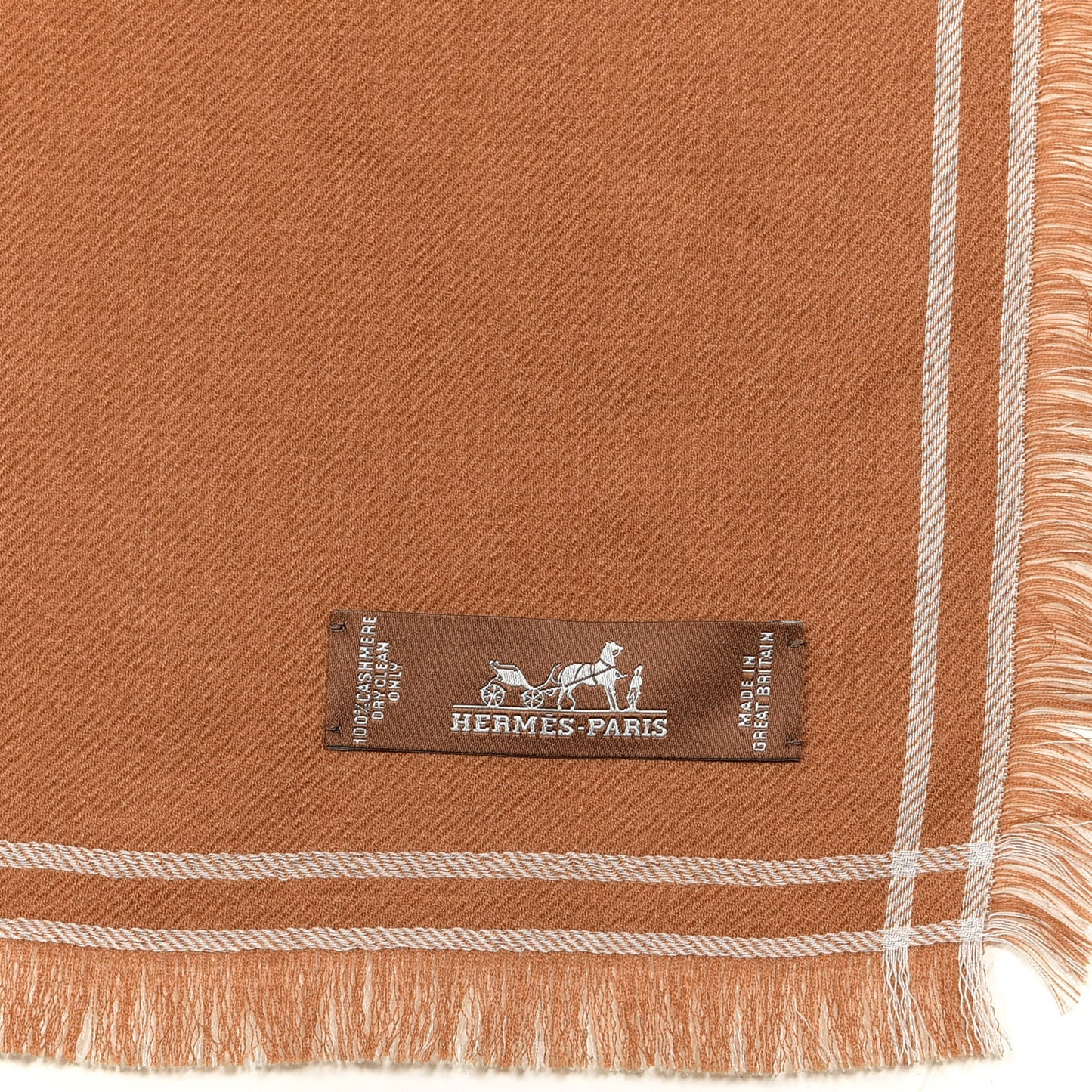 Cashmere Double Face Giant Draperie Scarf 140 Ocre White