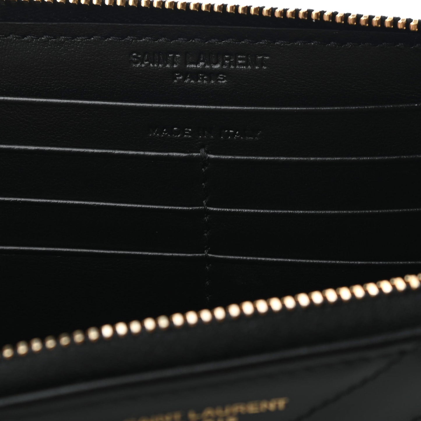 Calfskin Y Quilted Joan Zip Around Wallet Black