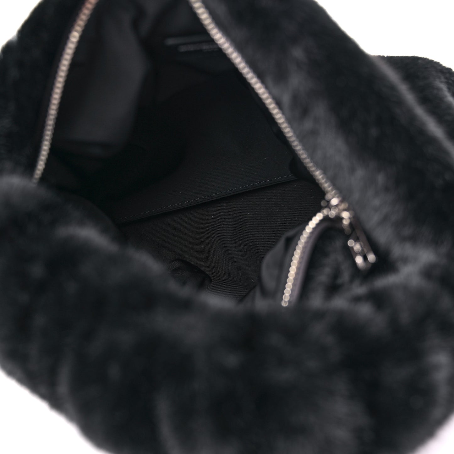 Faux Fur Small Scrunchie Bag Black
