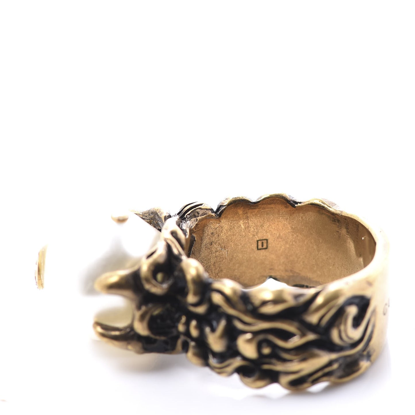 Metal Pearl Ring 21 Aged Gold