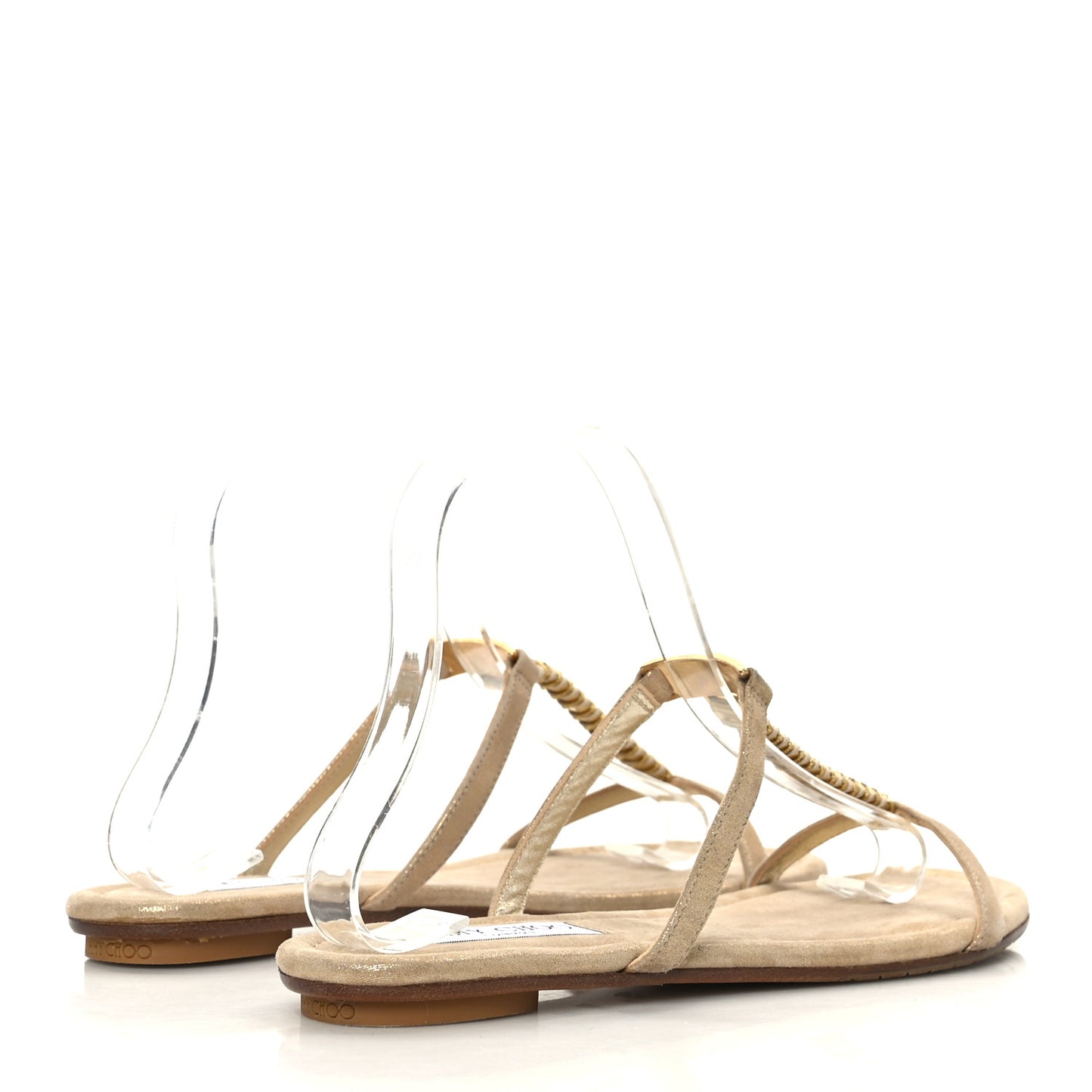 Metallic Calfskin Thong Sandals 38.5 Champagne