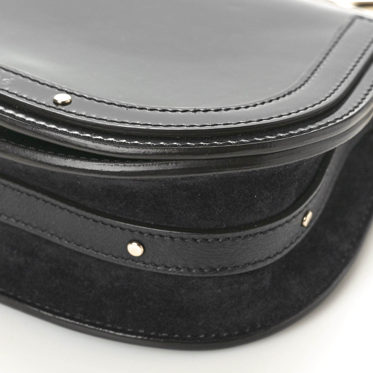 Patent Suede Small Nile Bracelet Bag Black