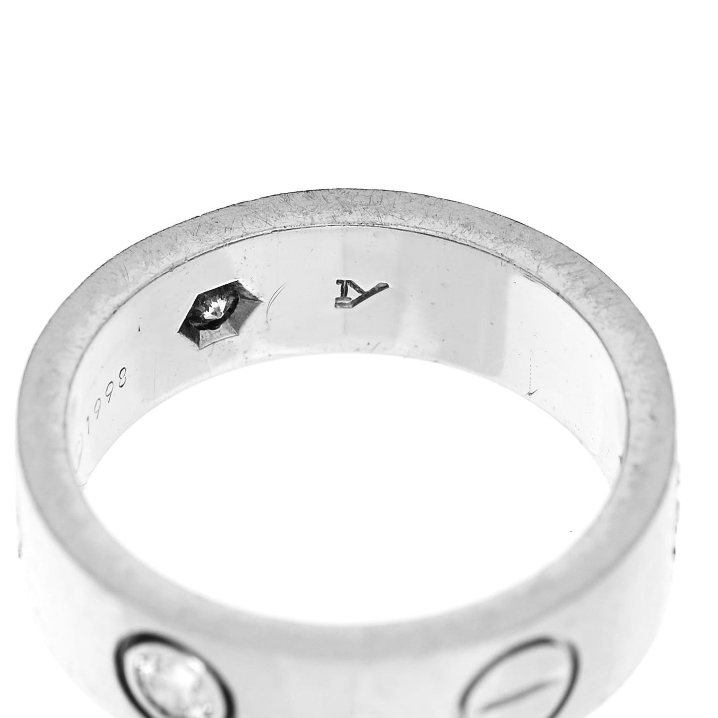 18K White Gold 3 Diamond 5.5mm LOVE Ring 48 4.5