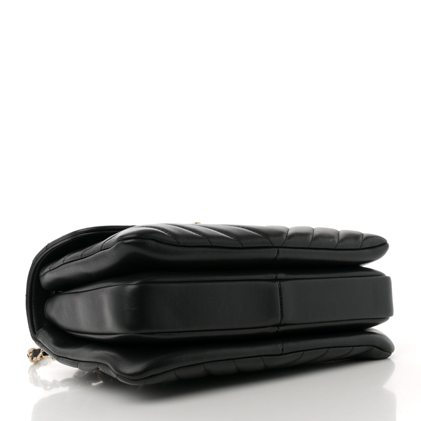 Lambskin Chevron Quilted Small Trendy CC Dual Handle Flap Bag Black