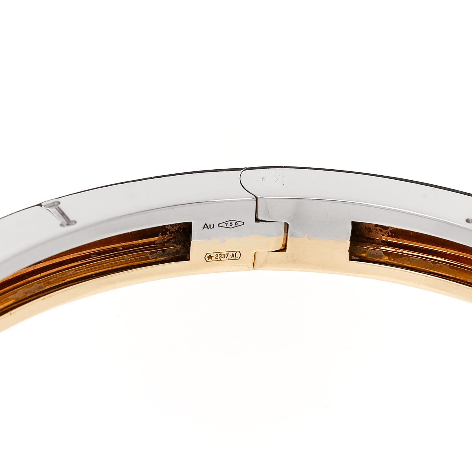 Bulgari 18K Yellow White Rose Gold Narrow B.Zero1 Bangle Bracelet L 4 of 4