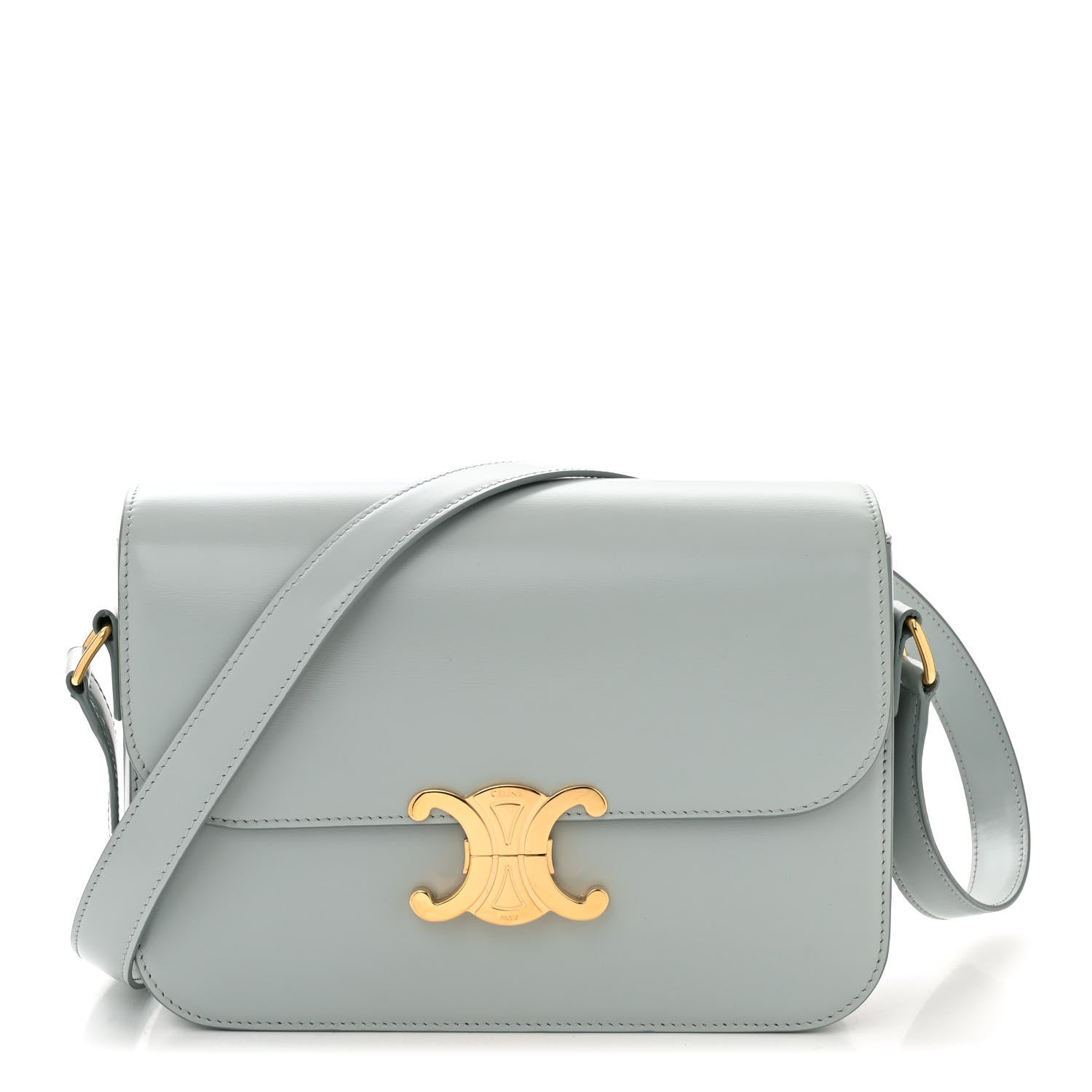Celine Shiny Calfskin Medium Triomphe Soft Blue 1 of 11