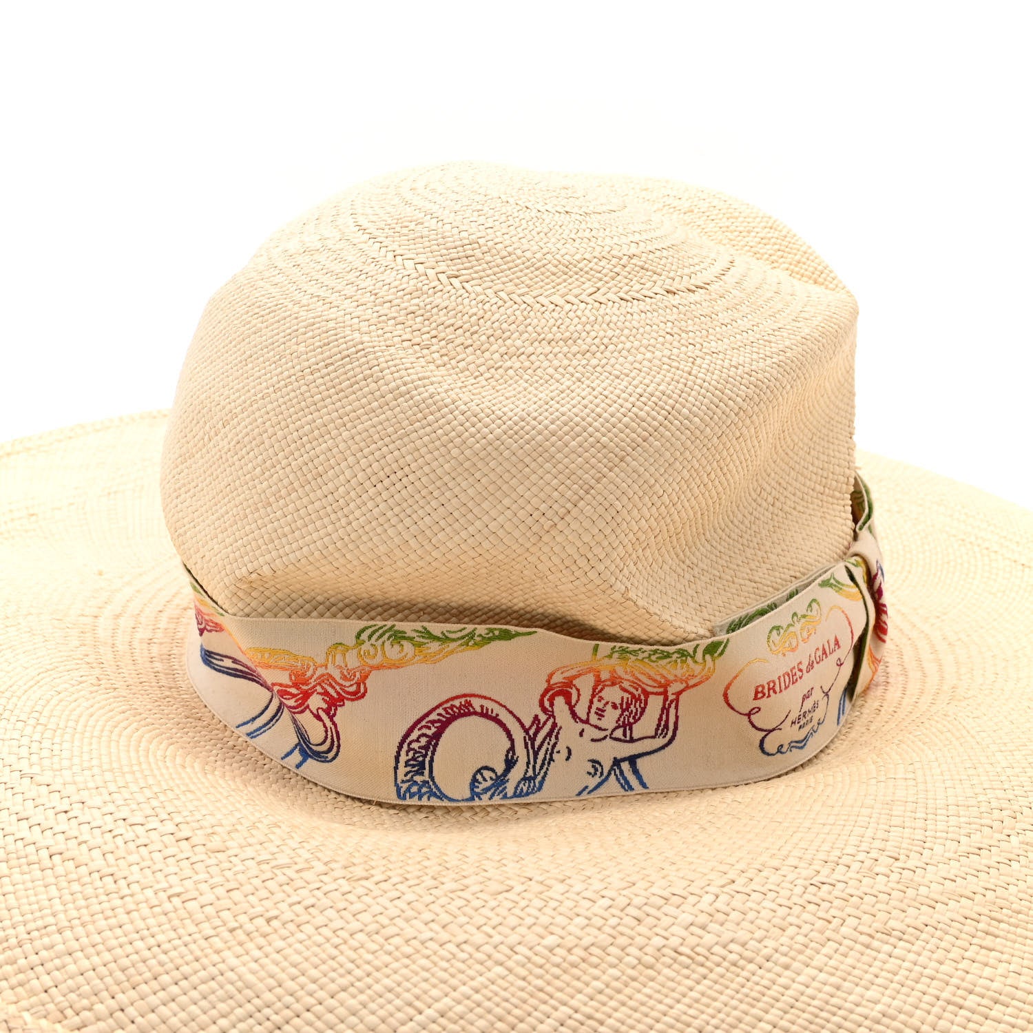 Hermes Straw Panama Brisa Brides De Gala Hat 57 Naturel Multicolore 9 of 9