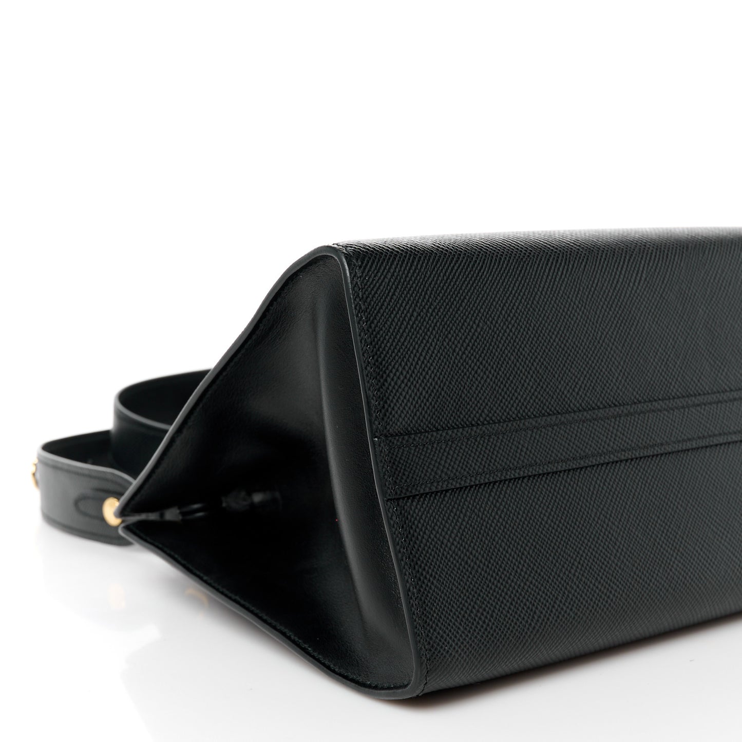 Saffiano Cuir Calfskin Small Monochrome Top Handle Tote Black