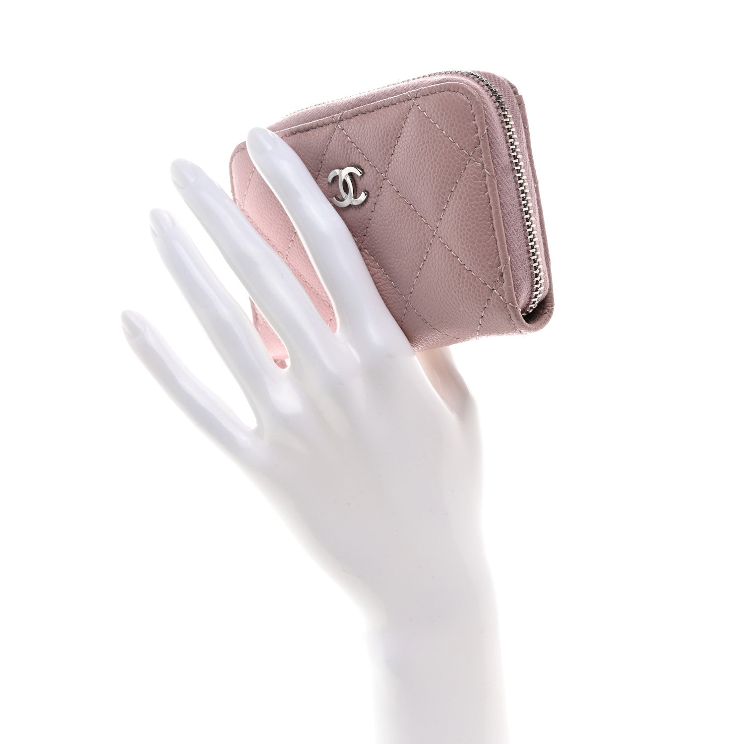 Chanel Caviar Quilted Zip Coin Purse Light Pink 2 of 7