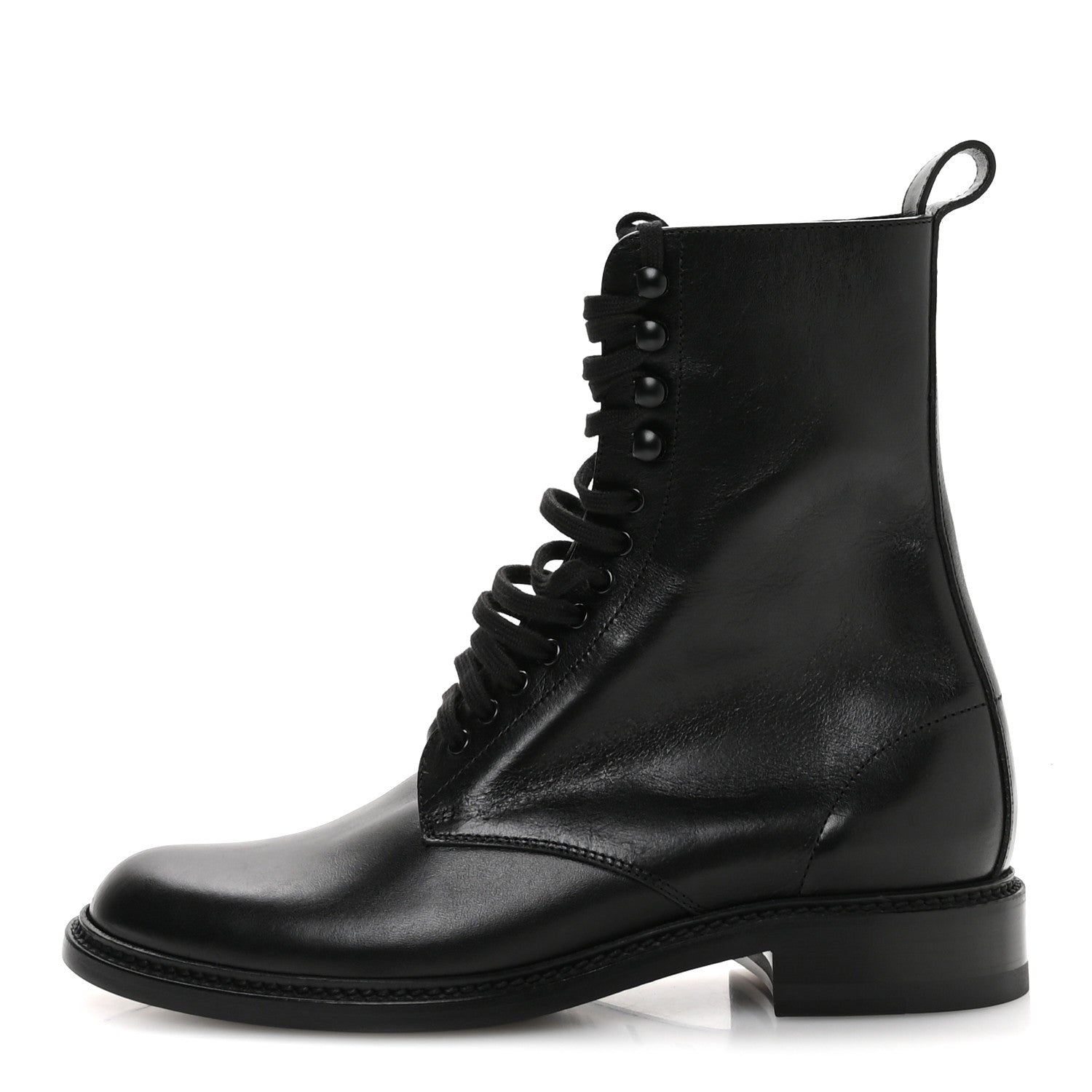 Saint Laurent Stalker Lambskin Mens Army 20 Lace Up Boots 40 Black