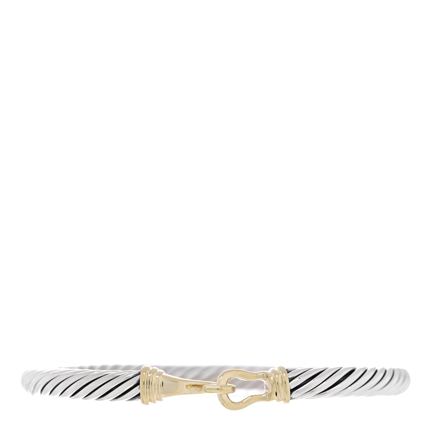 Sterling Silver 14K Yellow Gold 5mm Cable Classic Buckle Bracelet
