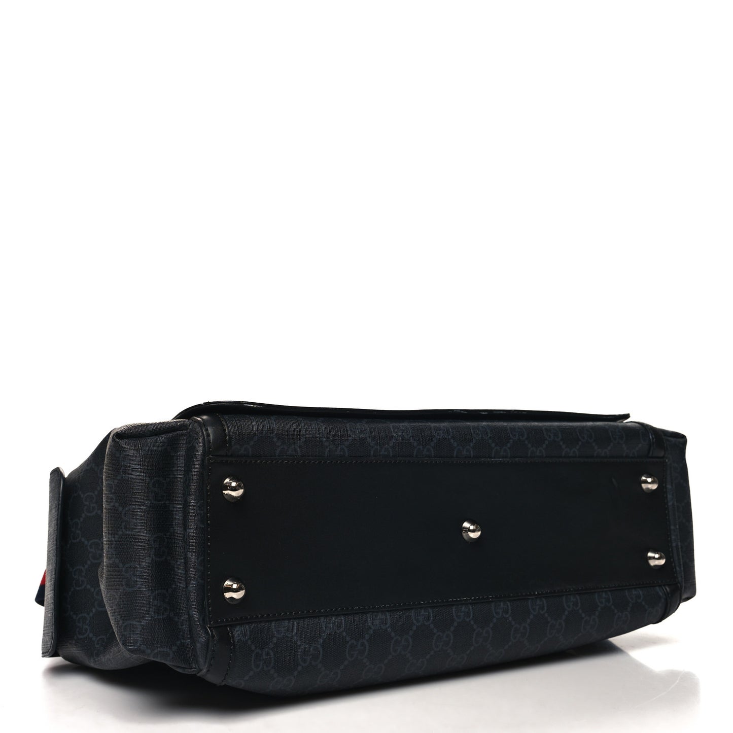GG Supreme Monogram Web Messenger Diaper Bag Black Grey