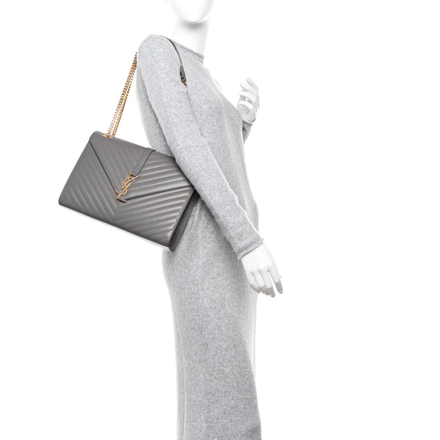 Smooth Calfskin Matelasse Large Monogram Satchel Fog