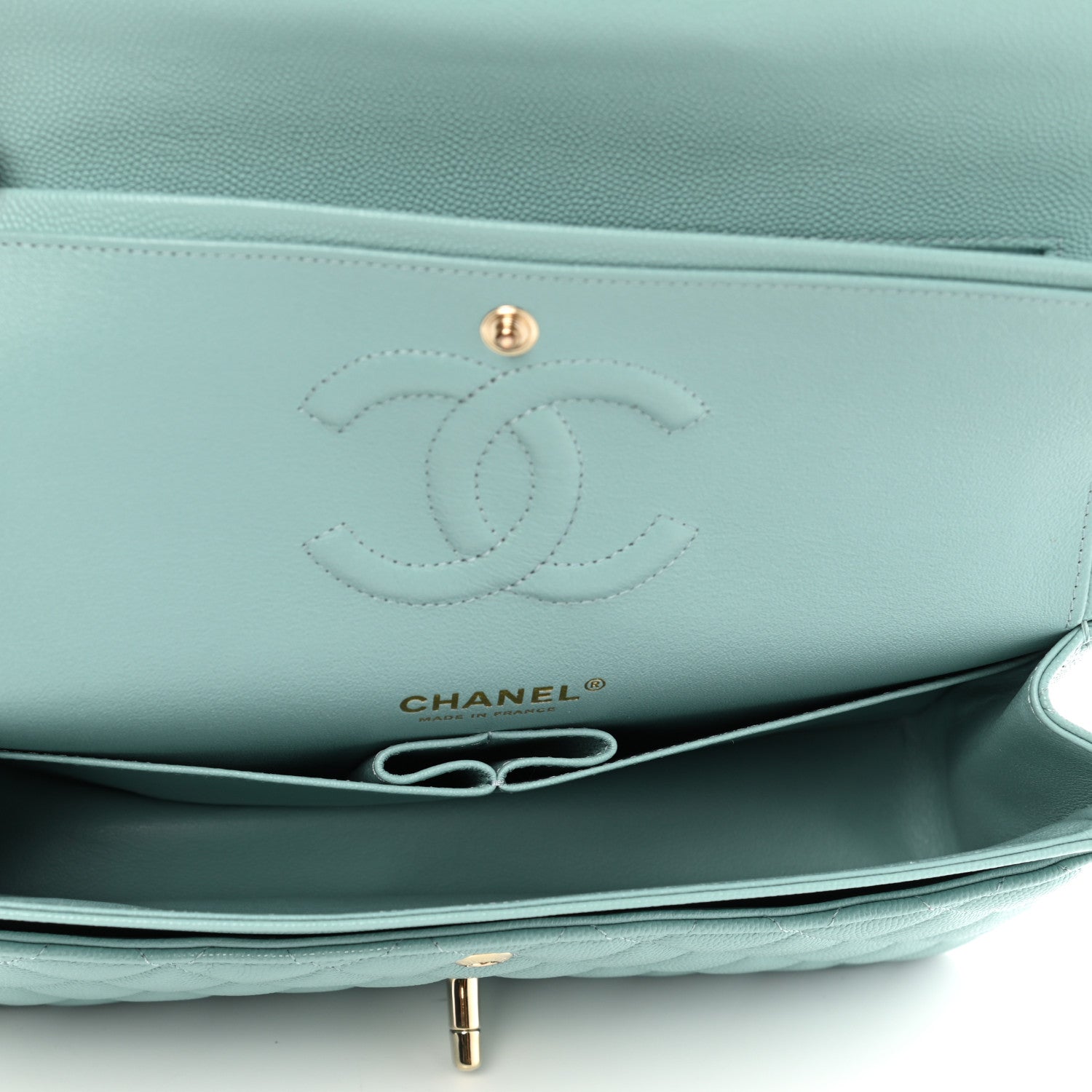 Chanel Caviar Quilted Medium Double Flap Light Blue 5 of 11