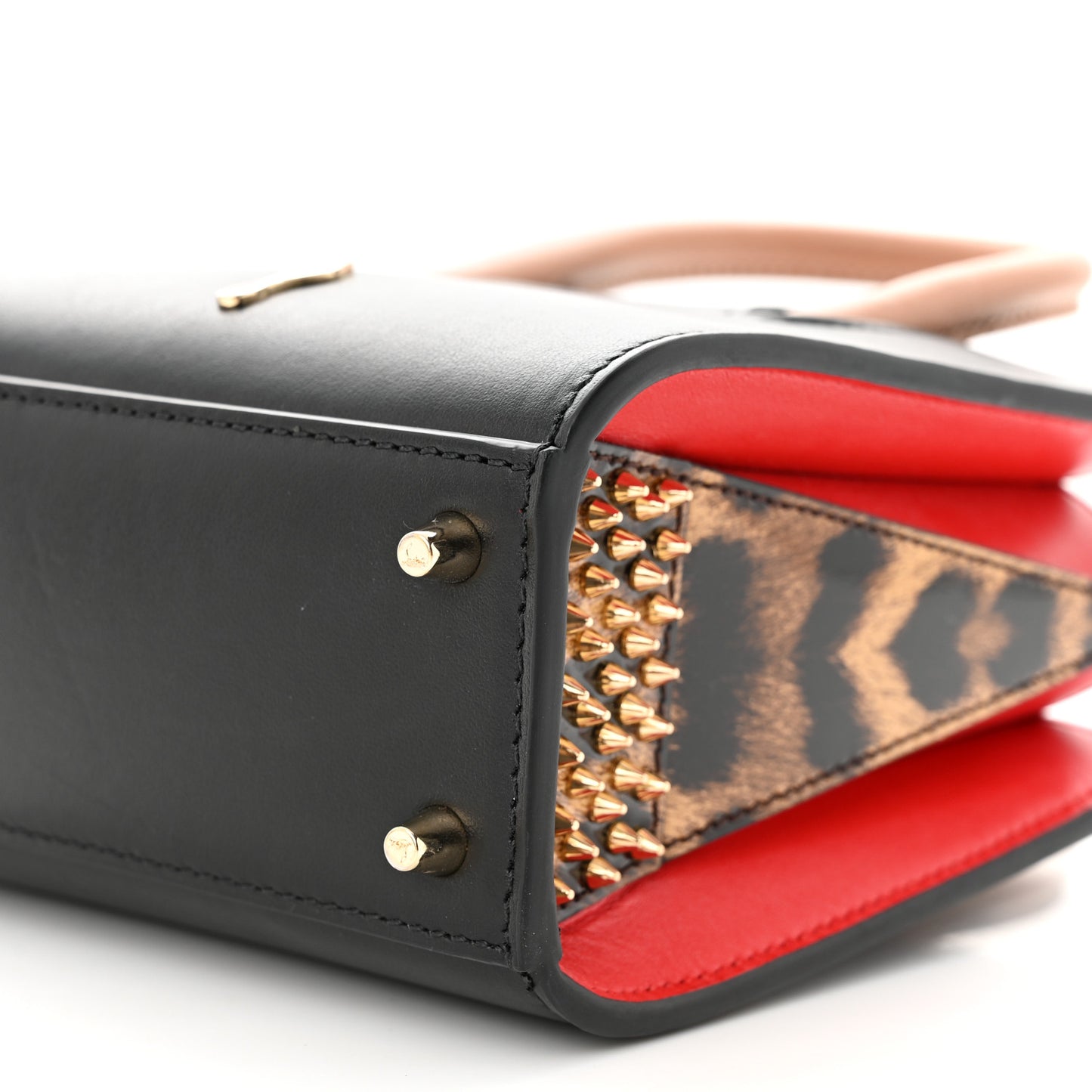 Calfskin Patent Leopard Studded Nano Paloma Black