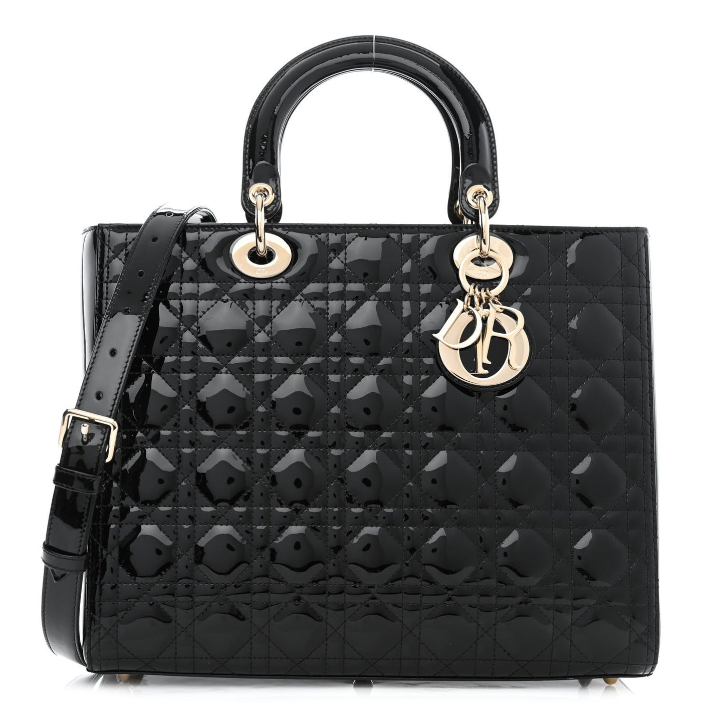 Patent Cannage Large Lady Dior Black